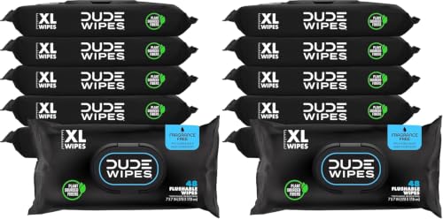Fragrance Free Scent Unscented Flushable Adult Wipes – Extra Large, Sensitive Skin