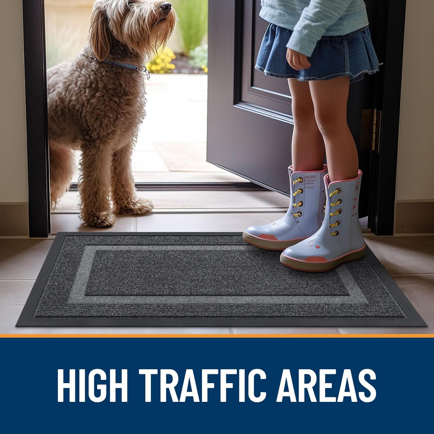Low-Profile Heavy-Duty Door Mat – Indoor Outdoor Use