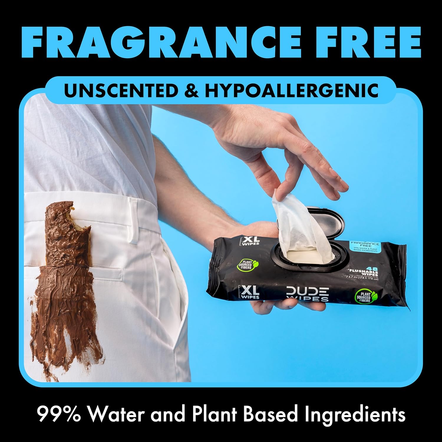 Unscented Flushable Adult Wipes – Extra Large, Sensitive Skin