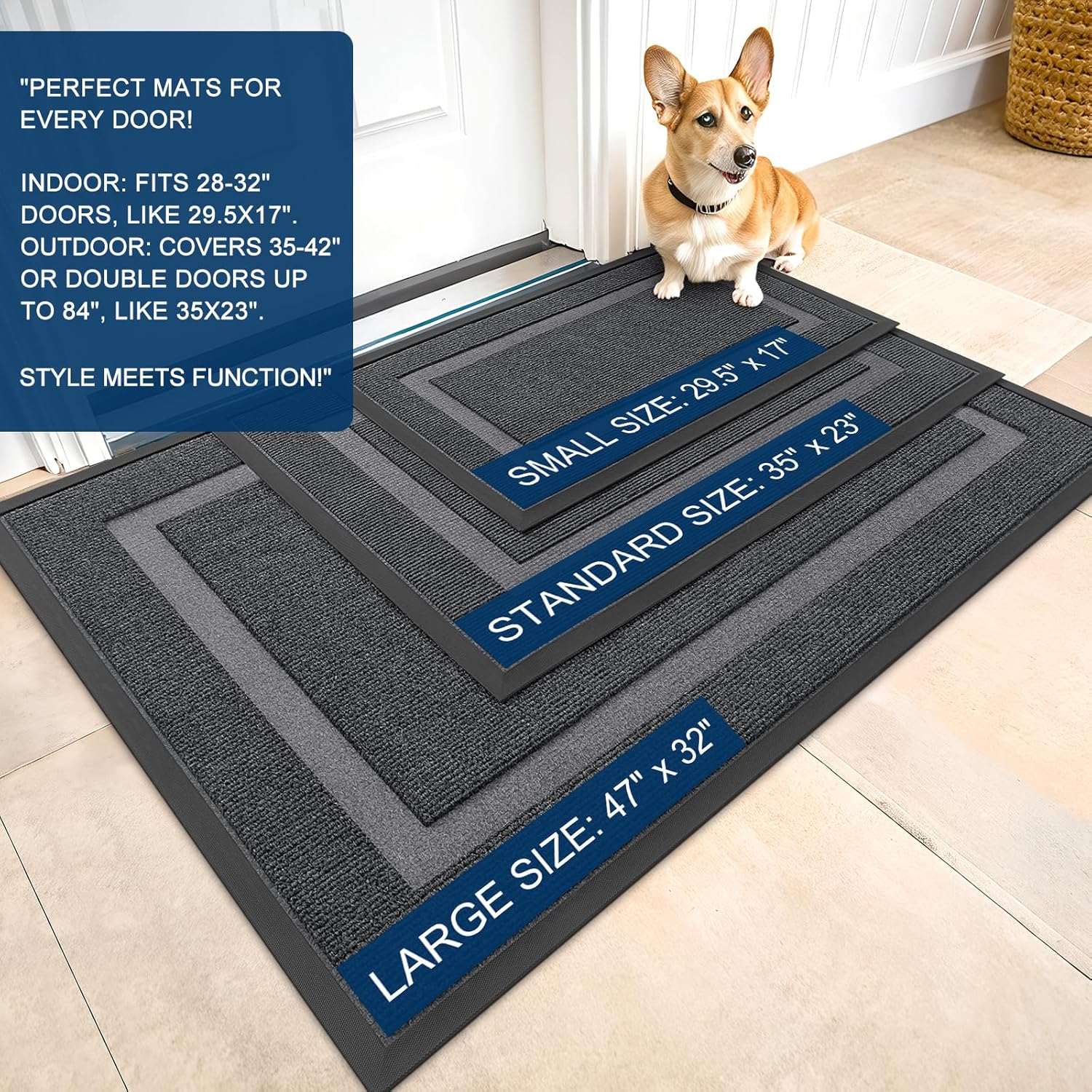 Low-Profile Heavy-Duty Door Mat – Indoor Outdoor Use