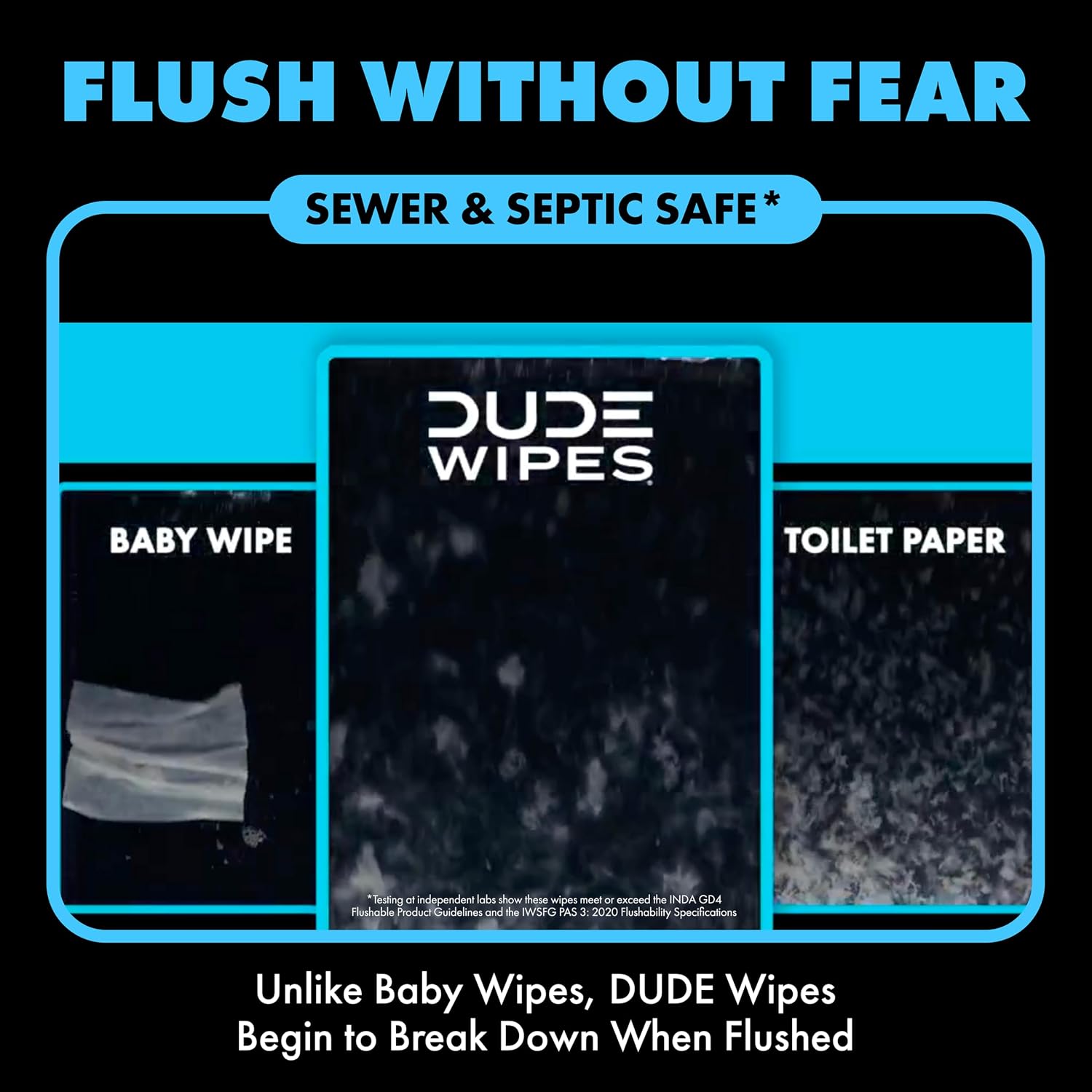 Unscented Flushable Adult Wipes – Extra Large, Sensitive Skin