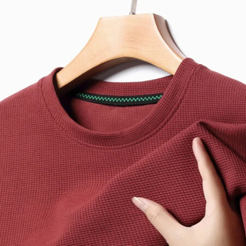 Men's Waffle Knit Short Sleeve T-Shirt Casual Top