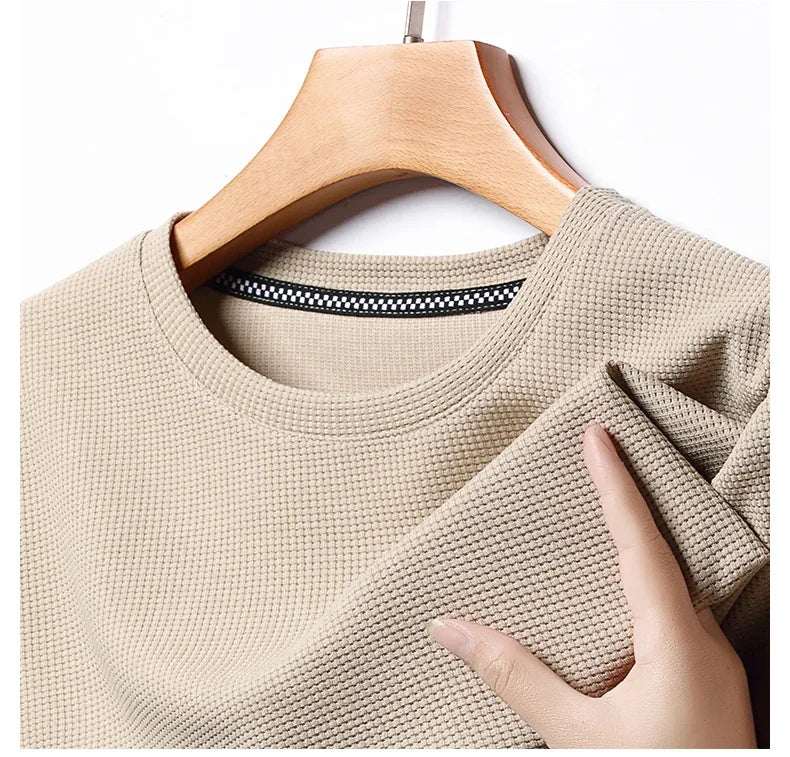 Men's Waffle Knit Short Sleeve T-Shirt Casual Top
