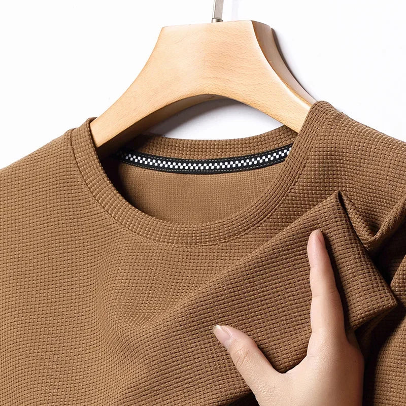 Men's Waffle Knit Short Sleeve T-Shirt Casual Top