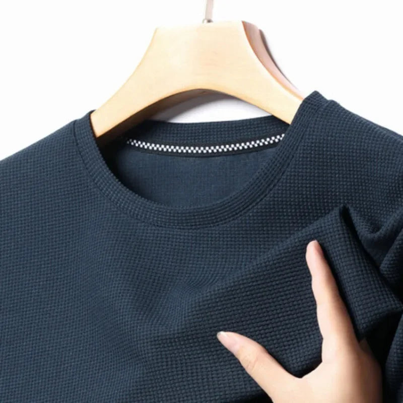 Men's Waffle Knit Short Sleeve T-Shirt Casual Top